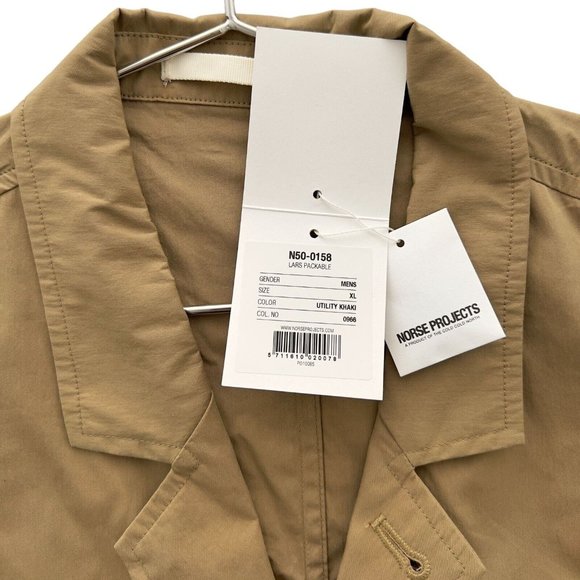 NEW NORSE PROJECTS Mens Lars Packable Work Jacket Size XL Utility Khaki NWT.0055 - Picture 4 of 14